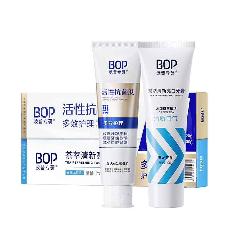BOP波普专研1+1牙膏套装（多效护理120g+茶萃清新100g）